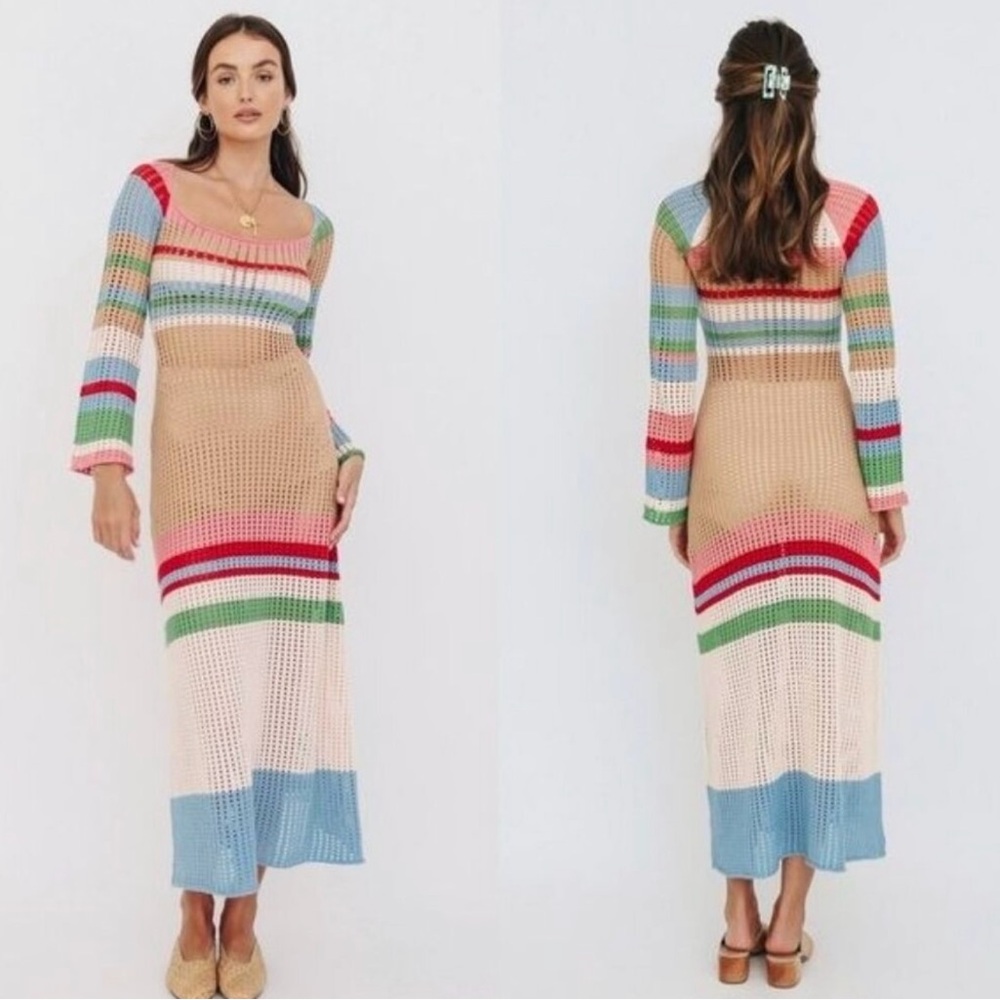 Verge Girl Red and Pink Long Sleeve Dress